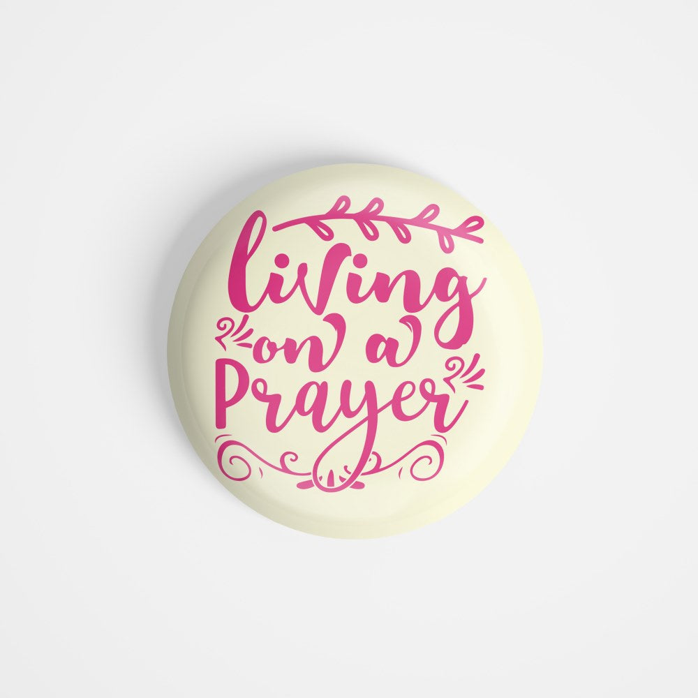 dhcrafts Round Fridge Magnet Yellow God Jesus Living On A Prayer Glossy Finish Design Pack of 1 (58 mm)